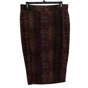 BAR‎ III Women's Brown Python Snake Print Bodycon Contour Midi Skirt Size 2X